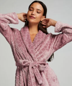 Short Fleece Ribbed Bathrobe