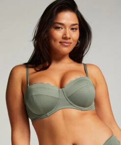 Scallop Padded Strapless Underwired Bikini Top Cup E +